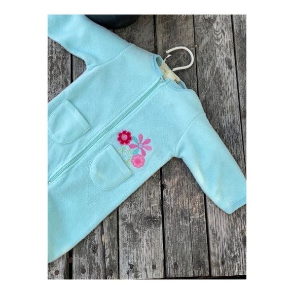 Vintage Green Fleece Footy Sleeper Full Zip 6-9 Months - Picture 2 of 9